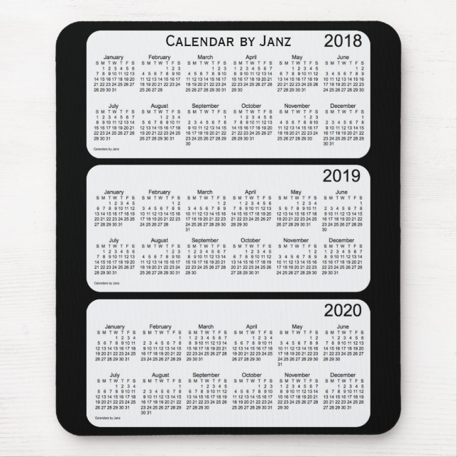 2018-2020 Black Calendar by Janz Mouse Pad (Front)
