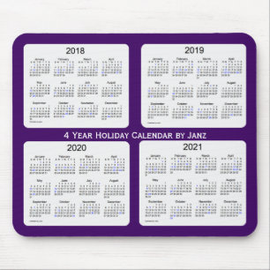 2018-2021 Purple 4 Year Holiday Calendar by Janz Mouse Pad