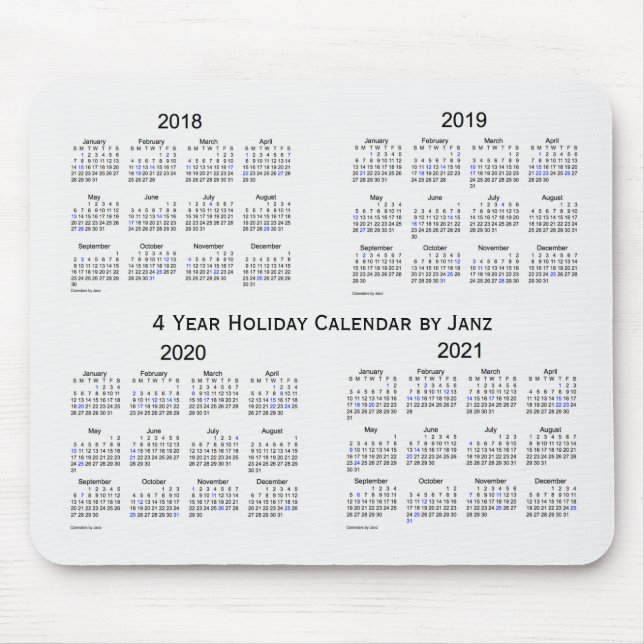 2018-2021 White Smoke Holiday Calendar by Janz Mouse Pad (Front)