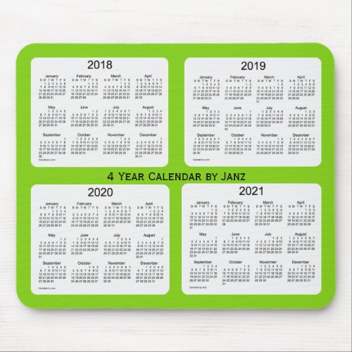 2018_2021 Yellow Green 4 Year Calendar by Janz Mouse Pad