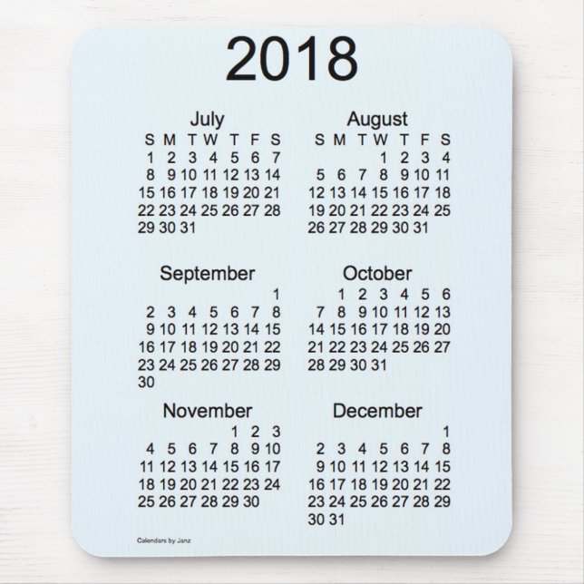 2018 Alice Blue 6 Month Calendar by Janz Mouse Pad (Front)