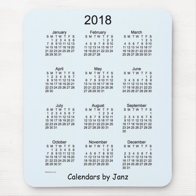 2018 Alice Blue Calendar by Janz Mouse Pad (Front)