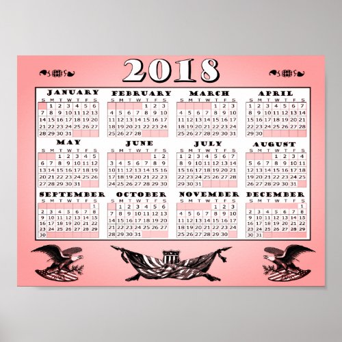 2018 All American Calendar Poster