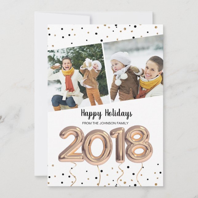 2018 Balloons | Christmas Holiday | 2 Photo Card (Front)