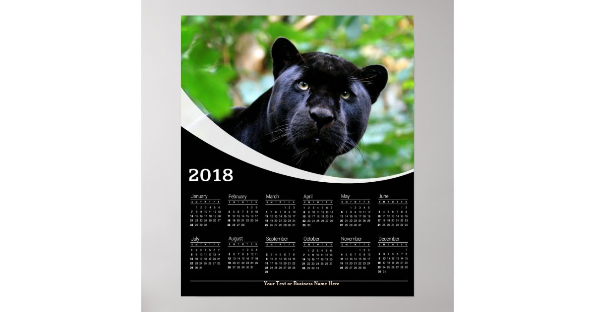 2018 Black Panther Gaze Wildlife Poster Calendar