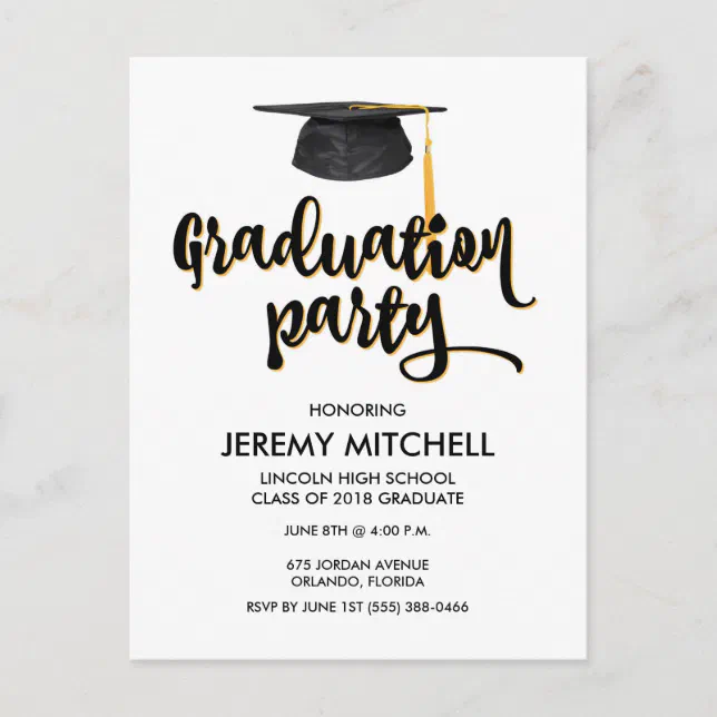 2018 Budget Graduation Party Postcard Invitations | Zazzle