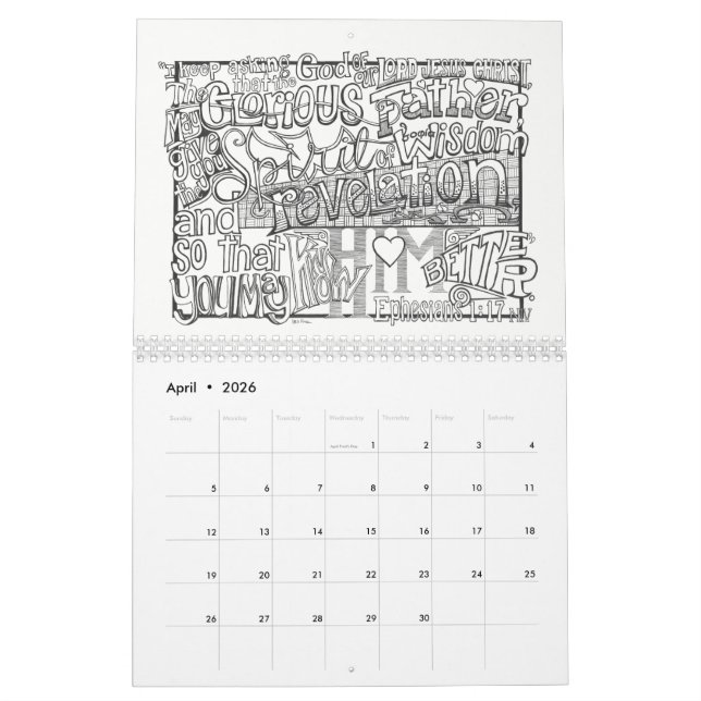 2018 CALENDAR Coloring Scriptures (Apr 2026)