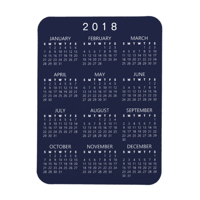 2018 Calendar Magnet - Dark Gray (Vertical)