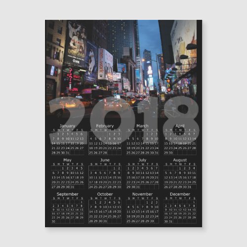 2018 Calendar Magnetic New York City Card