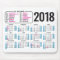 2018 Calendar Mousepad with U.S. Holidays