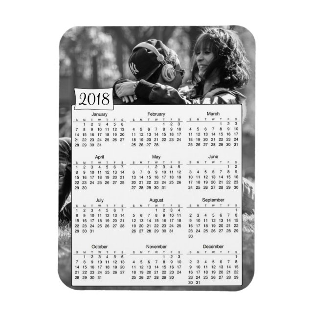 2018 Calendar Personalized Romantic Photo Magnet (Vertical)