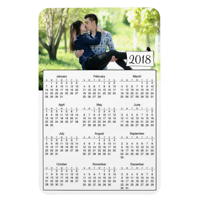 2018 Calendar Personalized Romantic Photo Magnet Zazzle