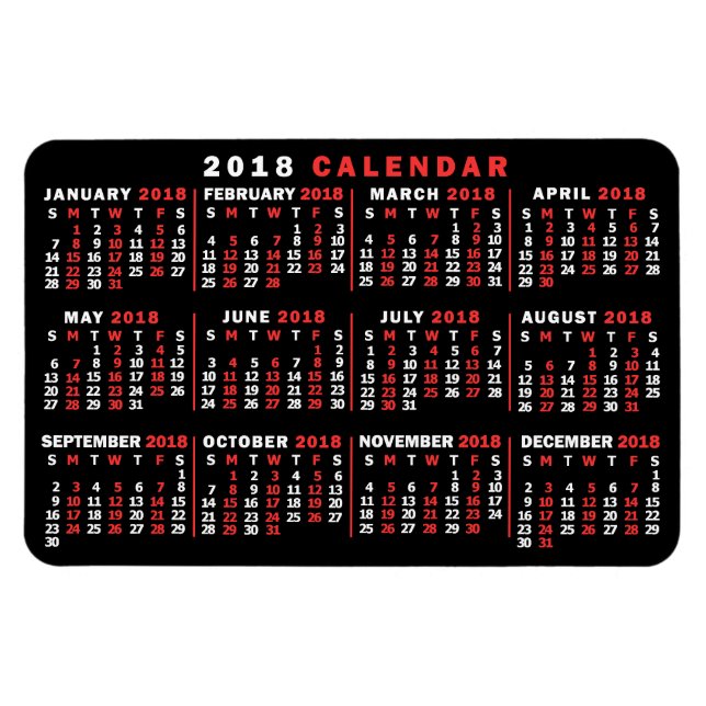 2018 Calendar (See Description for New Version)  Magnet (Horizontal)