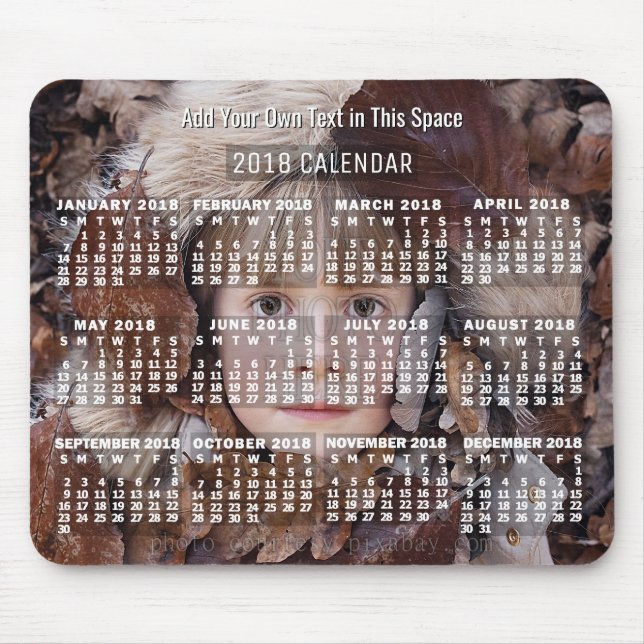 2018 Calendar (See Description for New Version)  Mouse Pad (Front)