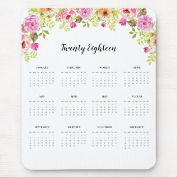 2018 Calendar Spring Flowers Mouse Pad by byDania at Zazzle