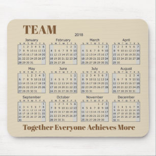 2018 Calendar TEAM Mouse Pad