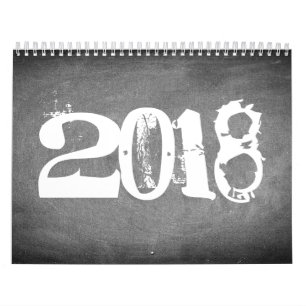 2018 Chalkboard Calendar Black and White Text
