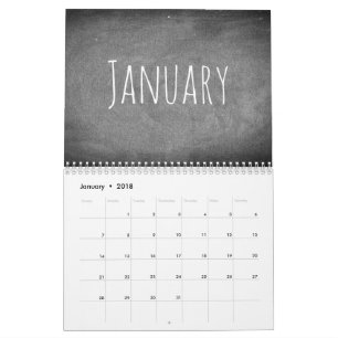 2018 Chalkboard Calendar Black and White Text