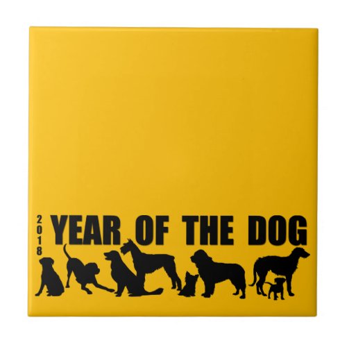 2018 Chinese New Year of The Dog Yellow Tile