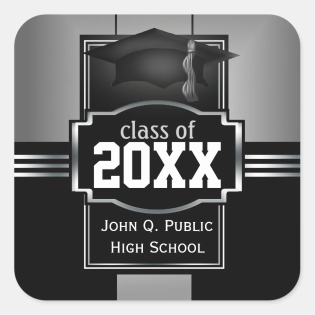 2018 Classy Modern Silver Graduation Year | School Square Sticker