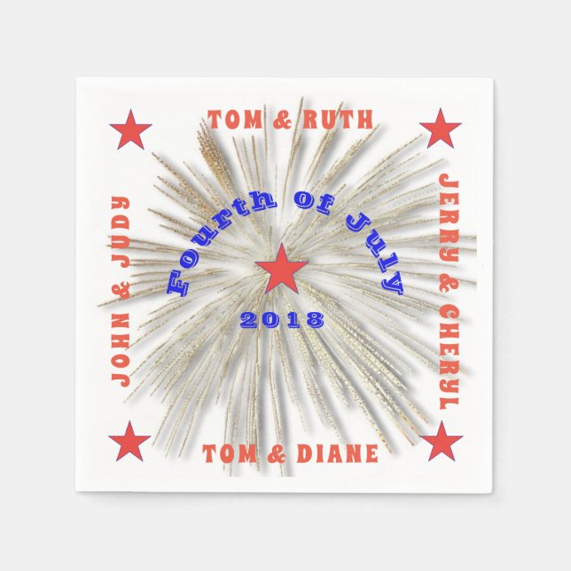 2018 Fourth of July Custom name napkins (Front)