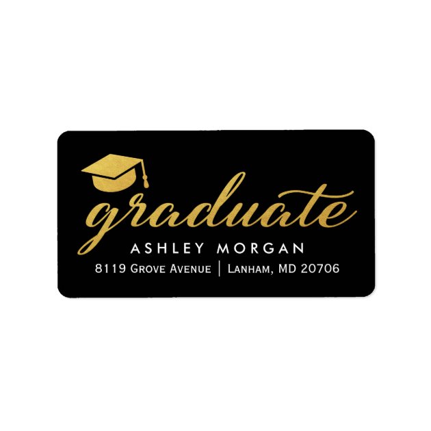 2018 Graduate Gold Calligraphy Script Graduation Label