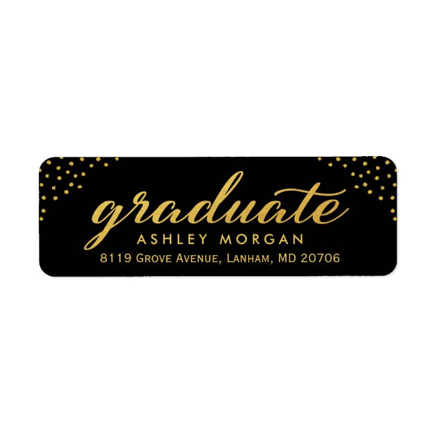 2018 Graduate Script Gold Dots Graduation Label