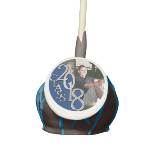 2018 Graduate with Photo Blue Silver Cake Pops