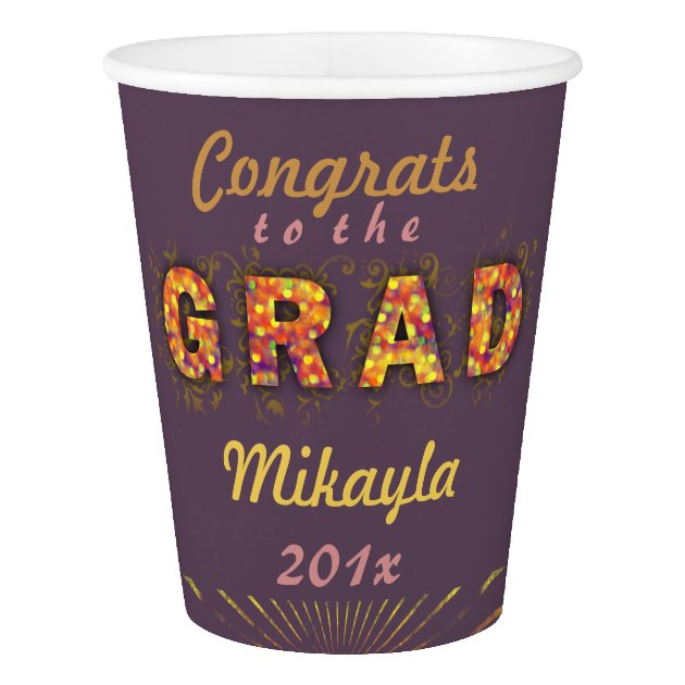 2018 Graduation Party Sparkly Boho Chic Custom Paper Cup