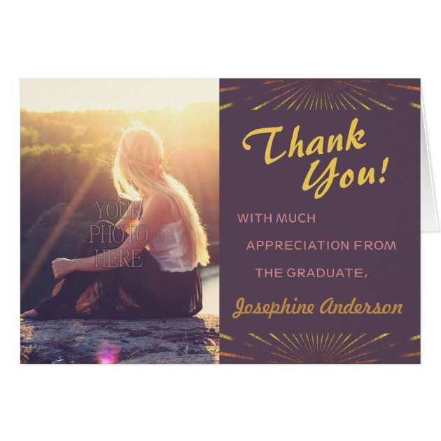 2018 Graduation Thank You Boho Chic Photo Pretty Card
