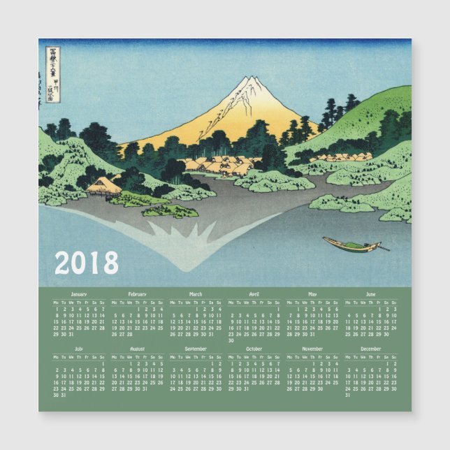 2018 Hokusai Calendar magnetic card (Front)