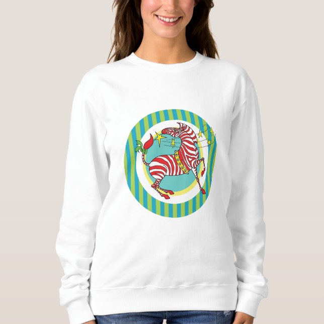 2018 Holiday Candy CaneZebra Christmas Sweatshirt (Front)