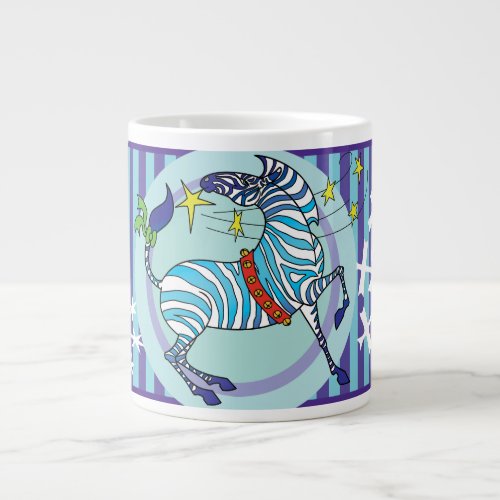 2018 Holiday Zebra Christmas blue jumbo mug