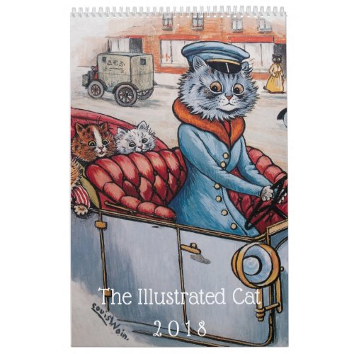 2018 Illustrated Cats Vintage Art Calendar