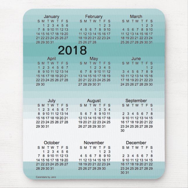 2018 Large Print Turquoise Shades Calendar by Janz Mouse Pad (Front)