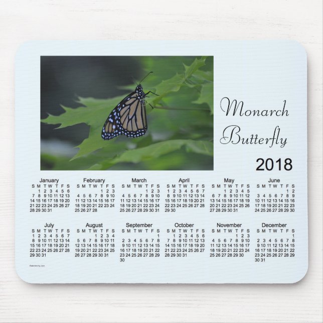 2018 Monarch Butterfly Calendar by Janz Mouse Pad (Front)