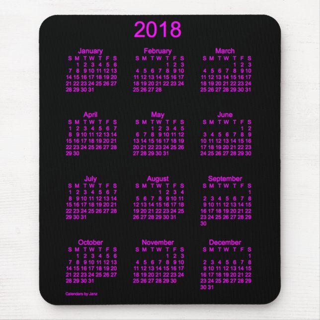 2018 Neon Pink Calendar by Janz Mouse Pad (Front)