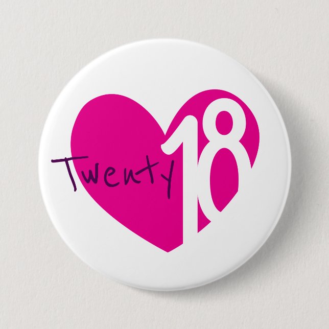 2018 new year love 2018 button/badge pinback button (Front)