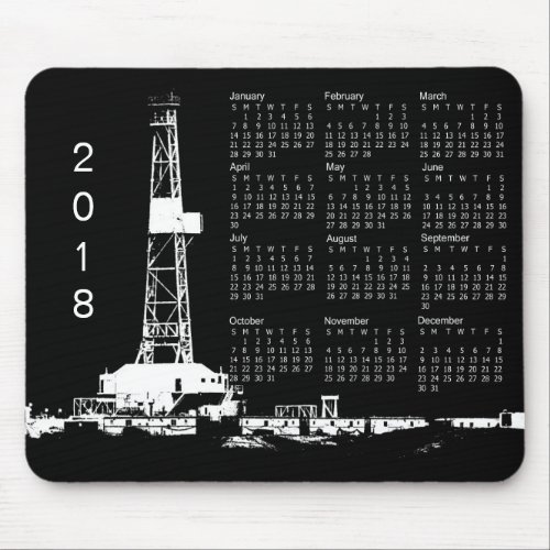 2018 Oil Drilling Rig Site Calendar Mouse Pad