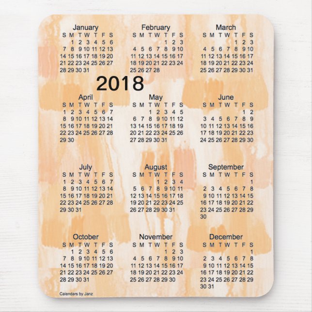 2018 Orange Lights Large Print Calendar by Janz Mouse Pad (Front)