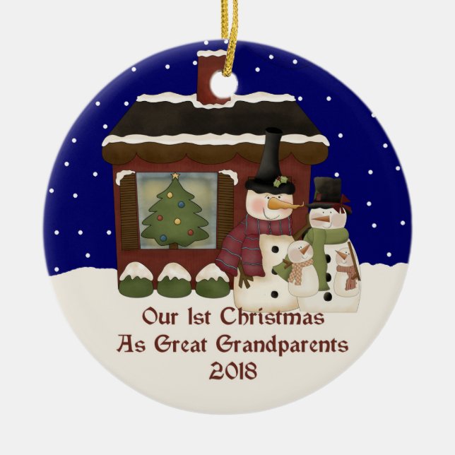 2018 Our 1st Christmas As Great Grandparent Ceramic Ornament (Front)