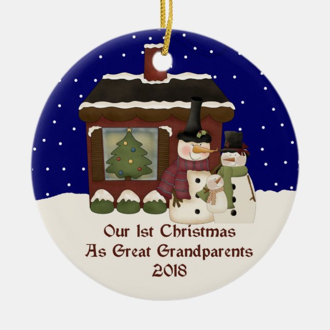 2018 Our 1st Christmas As Great Grandparents Ceramic Ornament (Front)