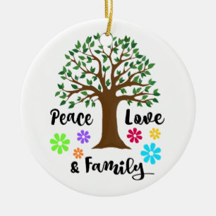2018 Peace Love Family Tree Reunion Christmas Gift Ceramic Ornament