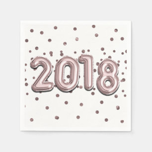 2018 Rose Gold Balloons & Foil Confetti Dots Party Paper Napkins