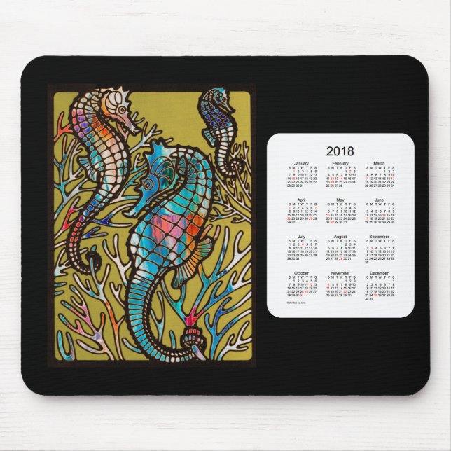2018 Sea Horses Calendar by Janz Mouse Pad (Front)