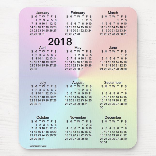 2018 Shimmer Large Print Calendar by Janz Mouse Pad (Front)