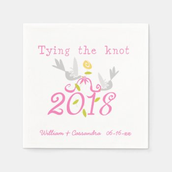 2018 Tying The Knot Wedding Date Customized Napkin by weddingsareus at Zazzle