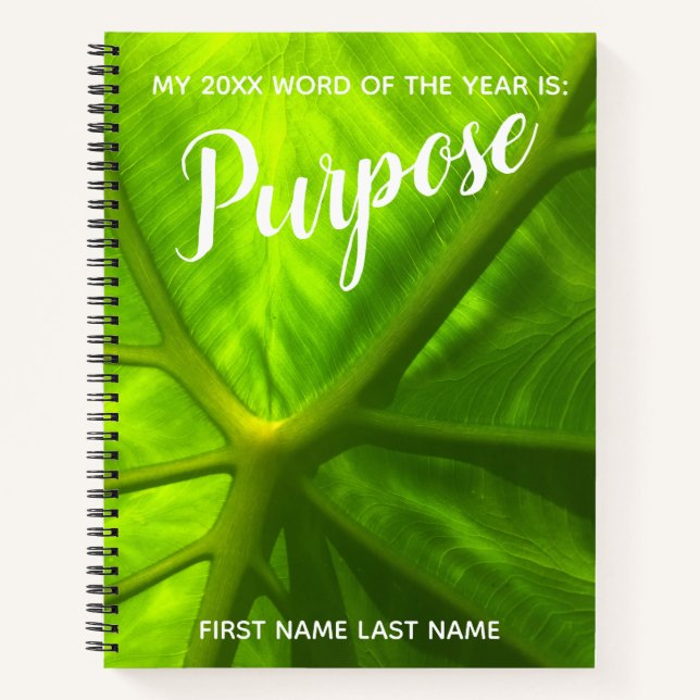 2018 Word of the Year Purpose Elephant Ear Photo Notebook (Front)