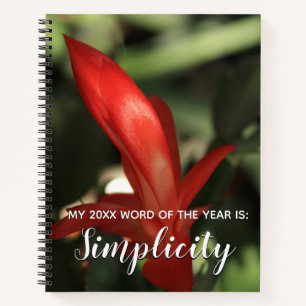 2018 Word of the Year Simplicity, Christmas Cactus Notebook