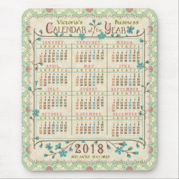 2018 Year Calendar Victorian Art Nouveau | Custom Mouse Pad by FancyCelebration at Zazzle